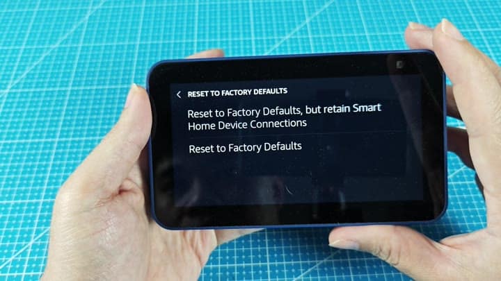 Factory Defaults reset options displayed Factory Defaults reset options displayed