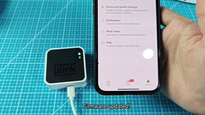 Firmware updated notification on screen Firmware updated notification on screen