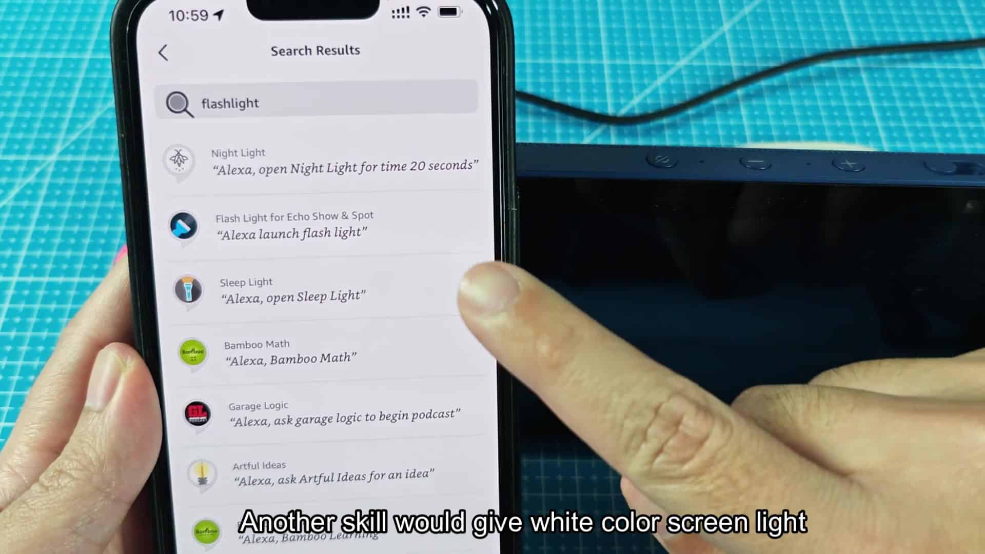 Flash Light skill page on app Flash Light skill page on app