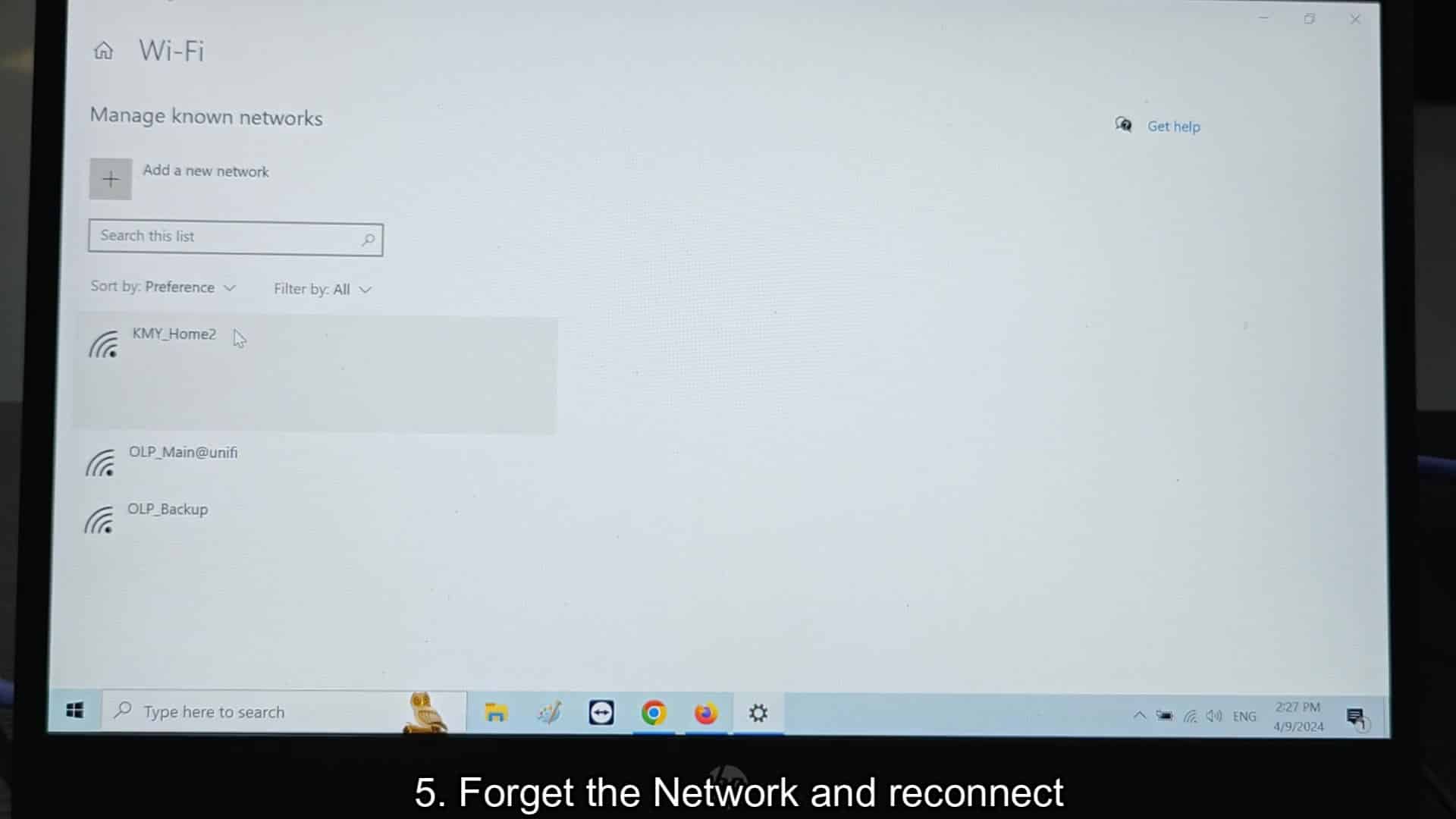 Forget saved network from WiFi settings Forget saved network from WiFi settings