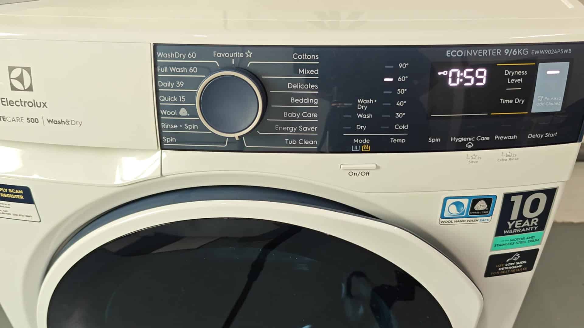 Front view of the washing machine door glass Front view of the washing machine door glass