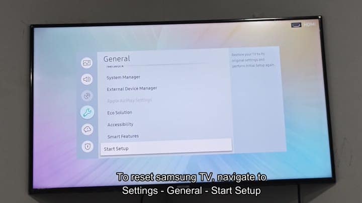 General settings showing Start Setup option General settings showing Start Setup option