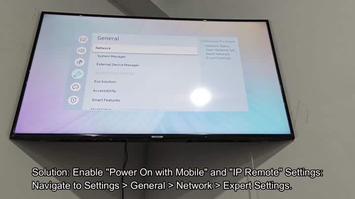 General settings with Network option General settings with Network option