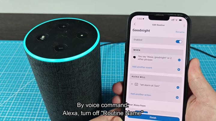 Goodnight routine enabled in app Goodnight routine enabled in app