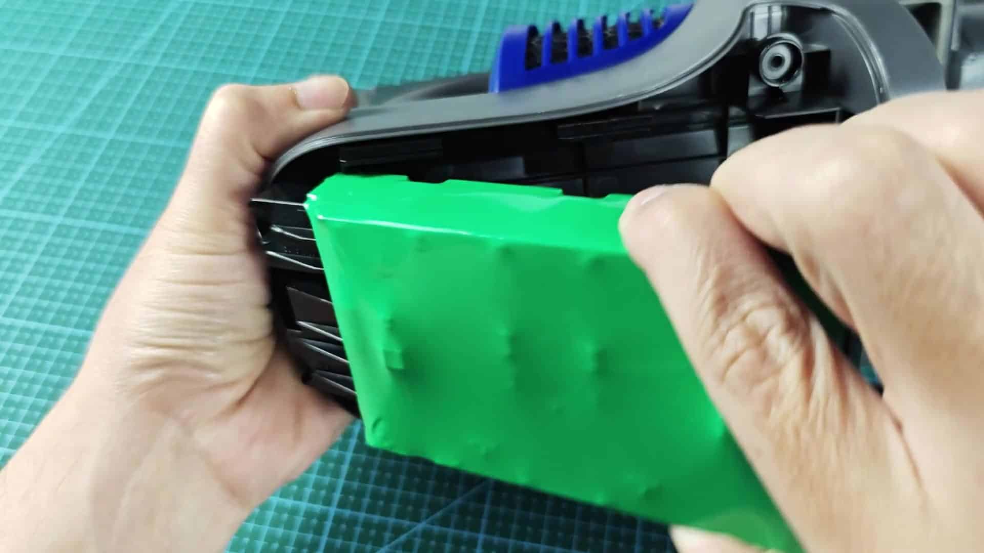 Green battery label showing specs Green battery label showing specs