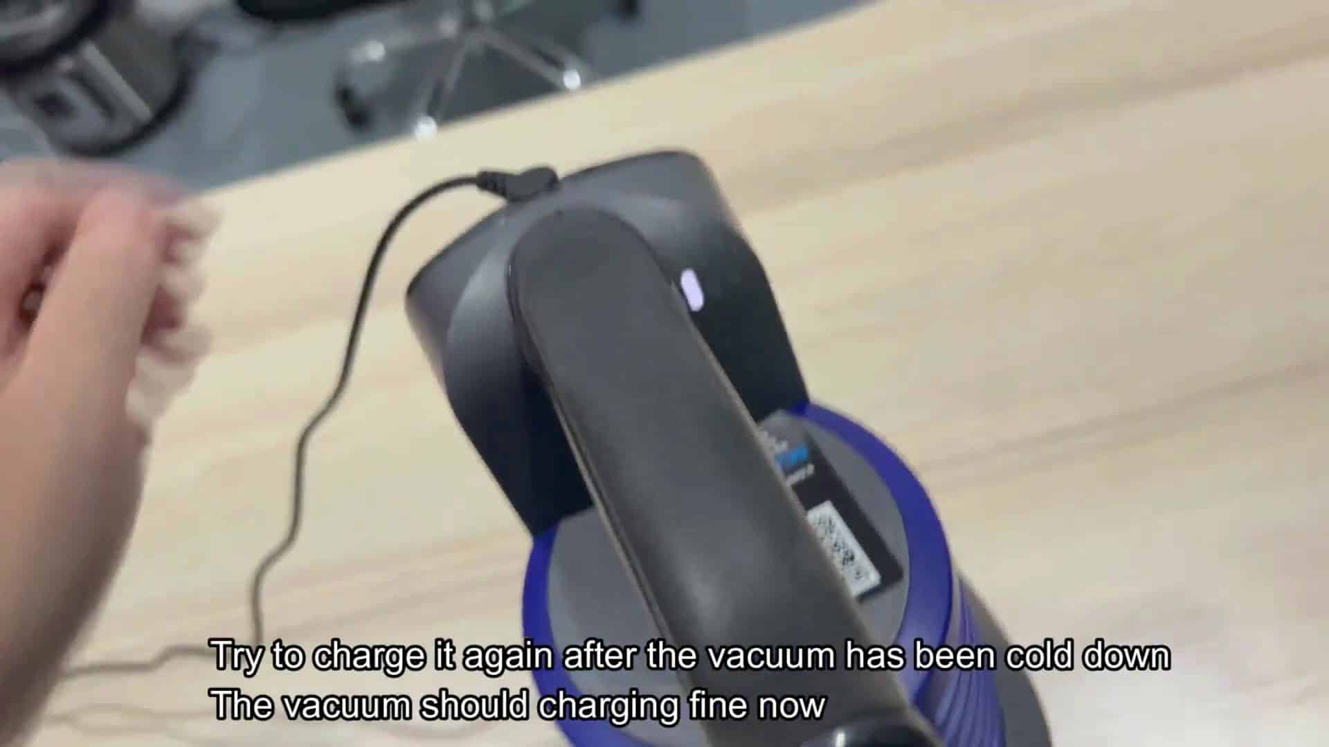 Handle seated on charging dock Handle seated on charging dock