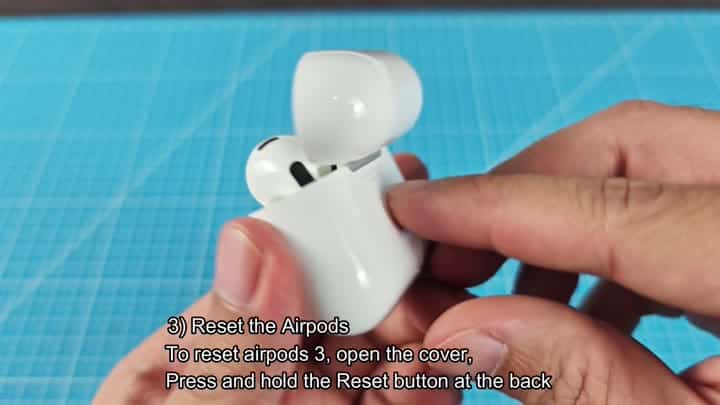 Hold reset button on case back Hold reset button on case back