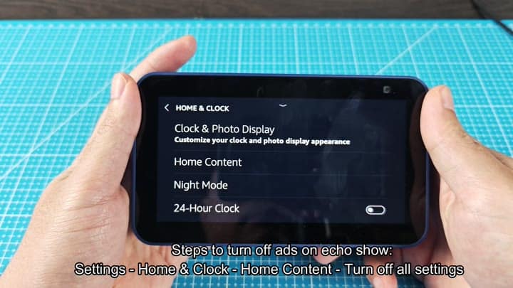 Home and Clock settings menu Home and Clock settings menu