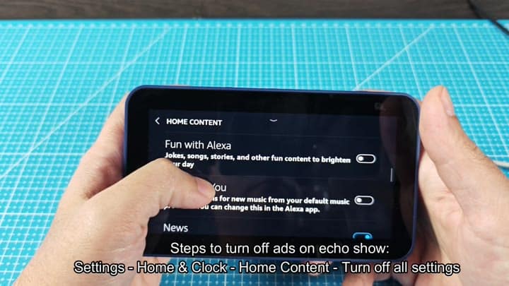 Home content toggles on screen Home content toggles on screen