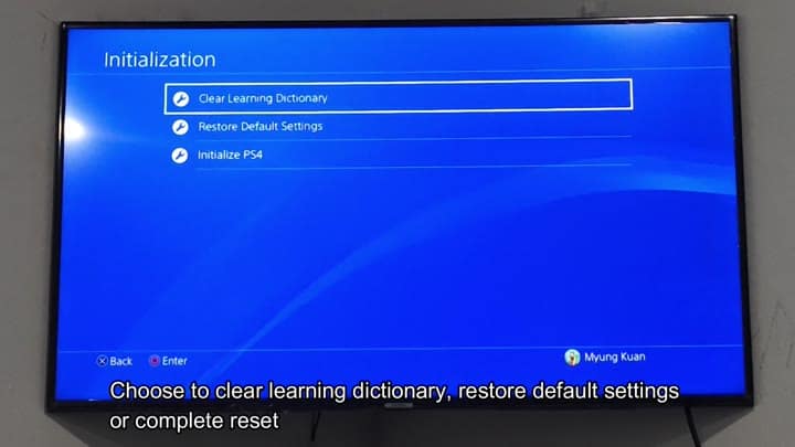 Initialization menu with three options Initialization menu with three options