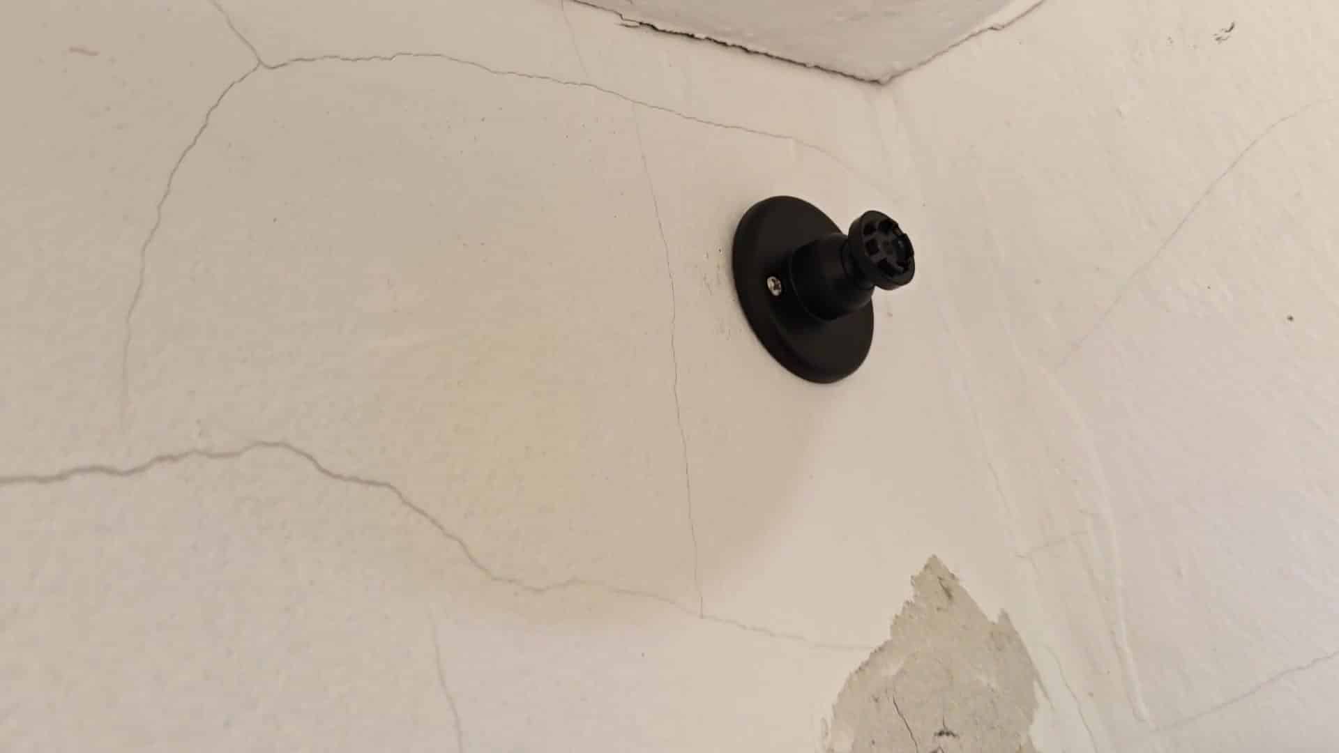 Installed circular mounting plate on wall Installed circular mounting plate on wall
