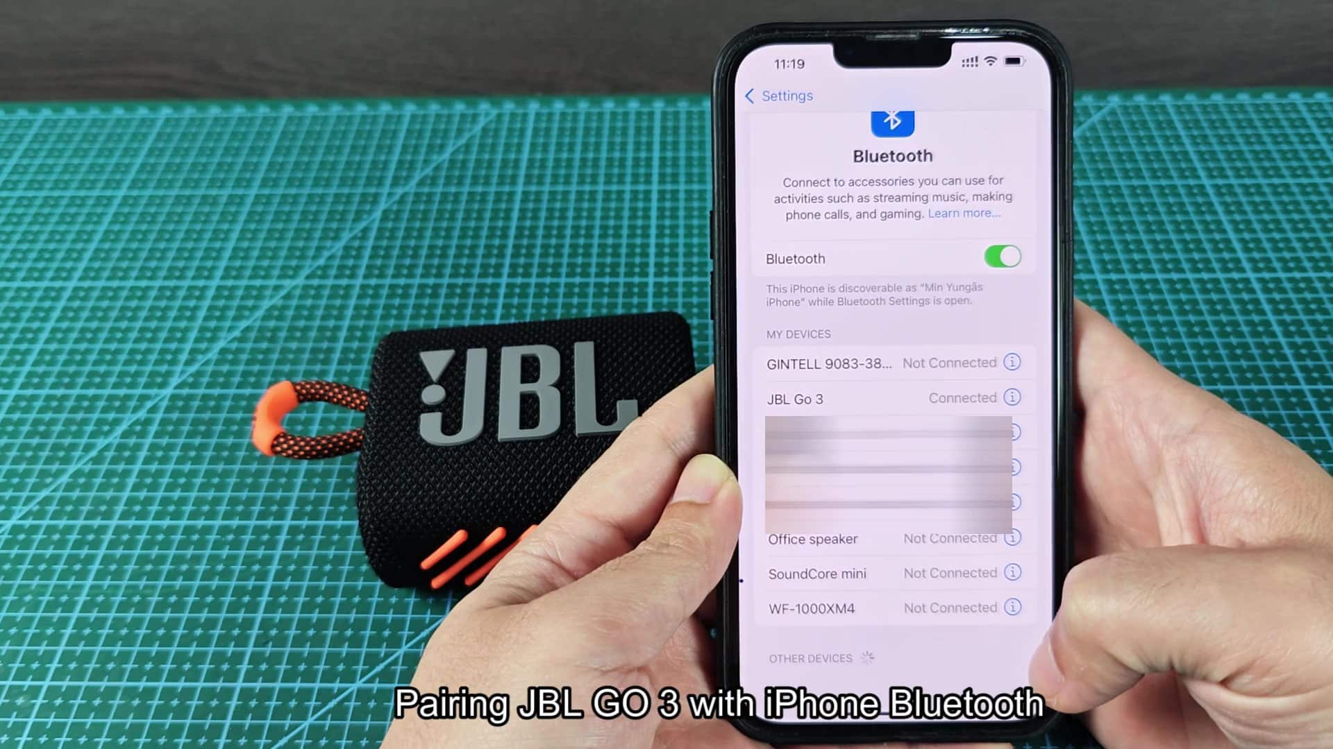 iPhone Bluetooth connected to JBL Go 3 iPhone Bluetooth connected to JBL Go 3