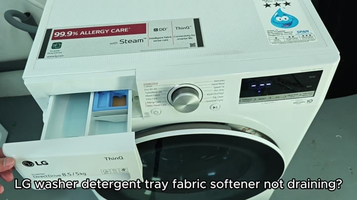 LG washer detergent drawer pulled out LG washer detergent drawer pulled out
