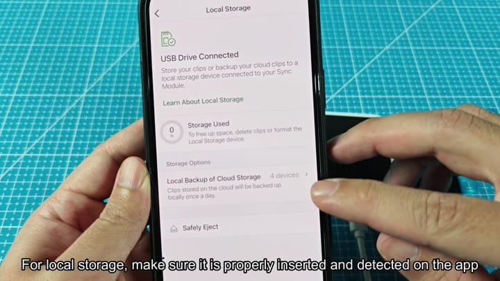 Local storage settings showing USB drive connected Local storage settings showing USB drive connected