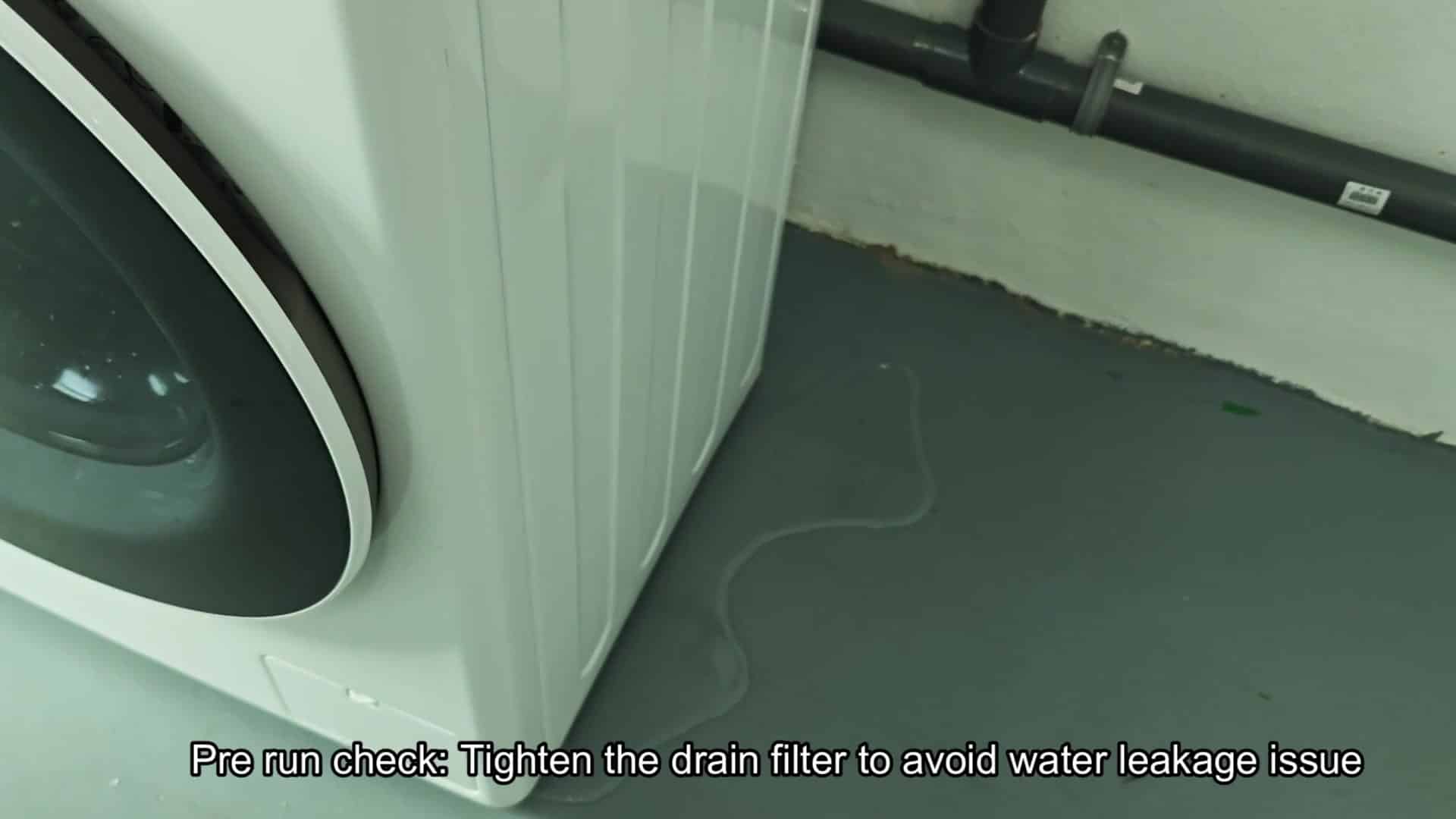 Locating drain filter access panel Locating drain filter access panel