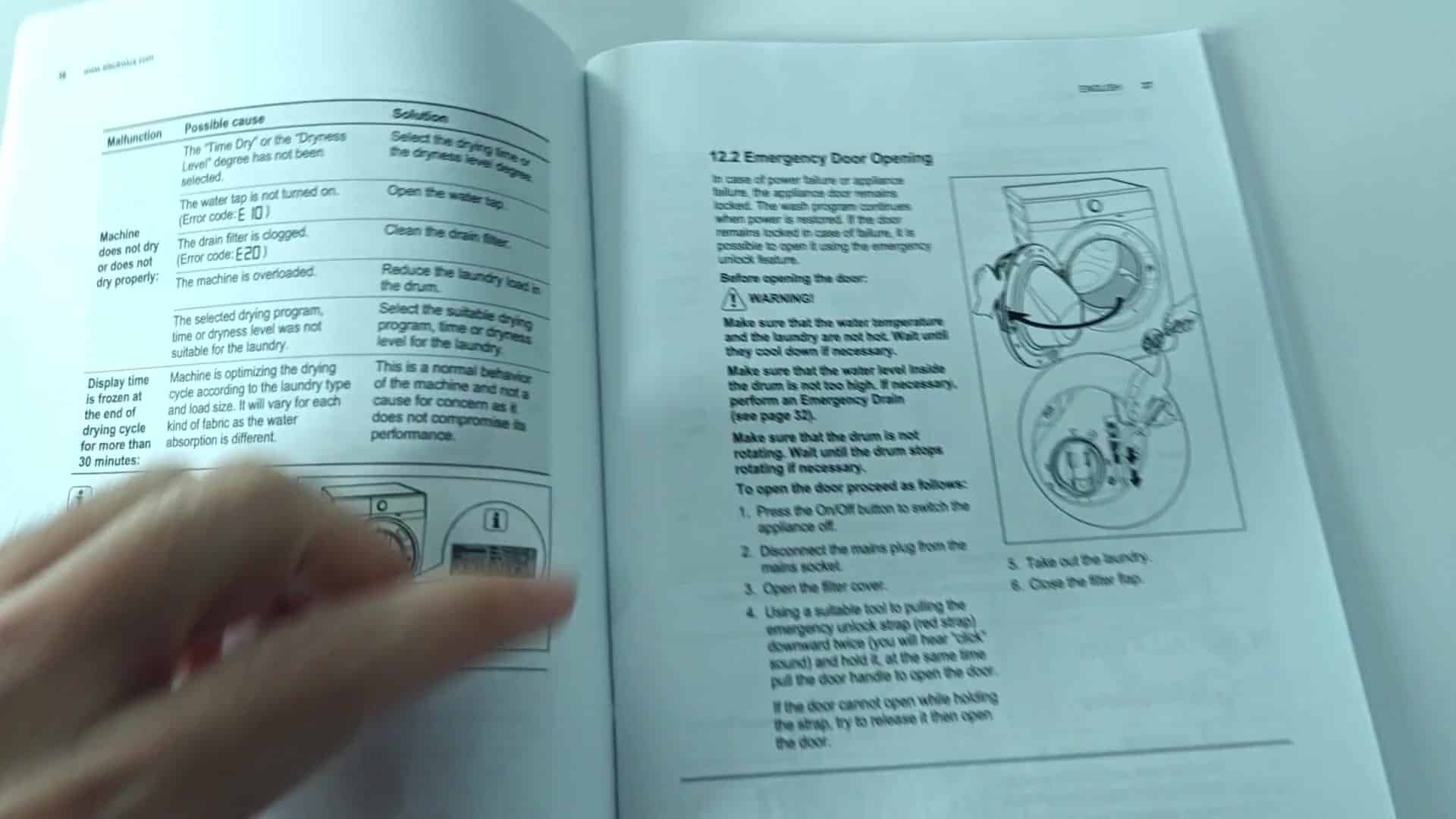 Manual page emergency door opening section Manual page emergency door opening section