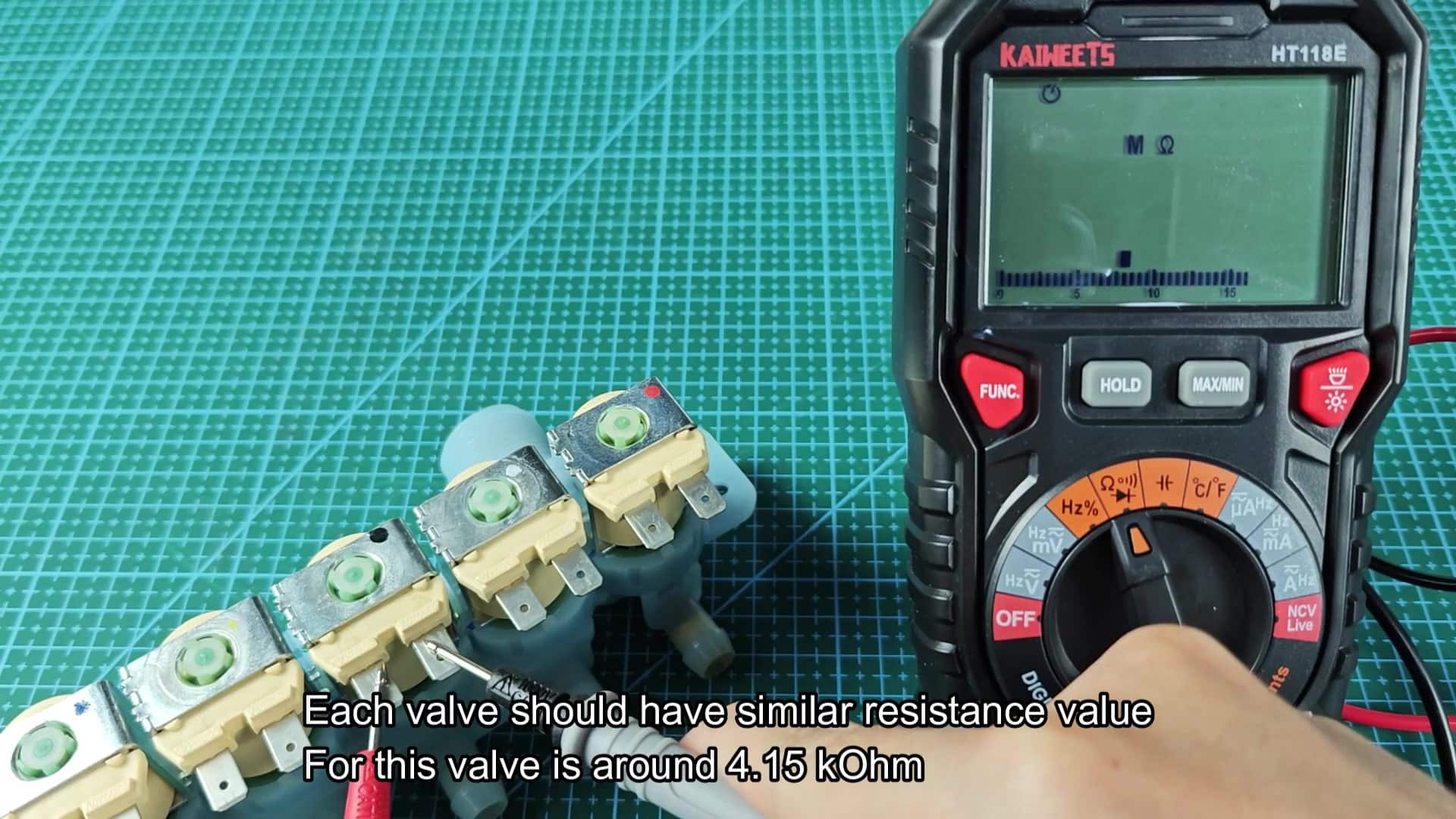 Measuring similar resistance values on each valve Measuring similar resistance values on each valve