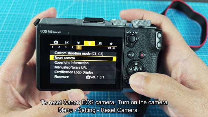 Menu showing reset camera option Menu showing reset camera option