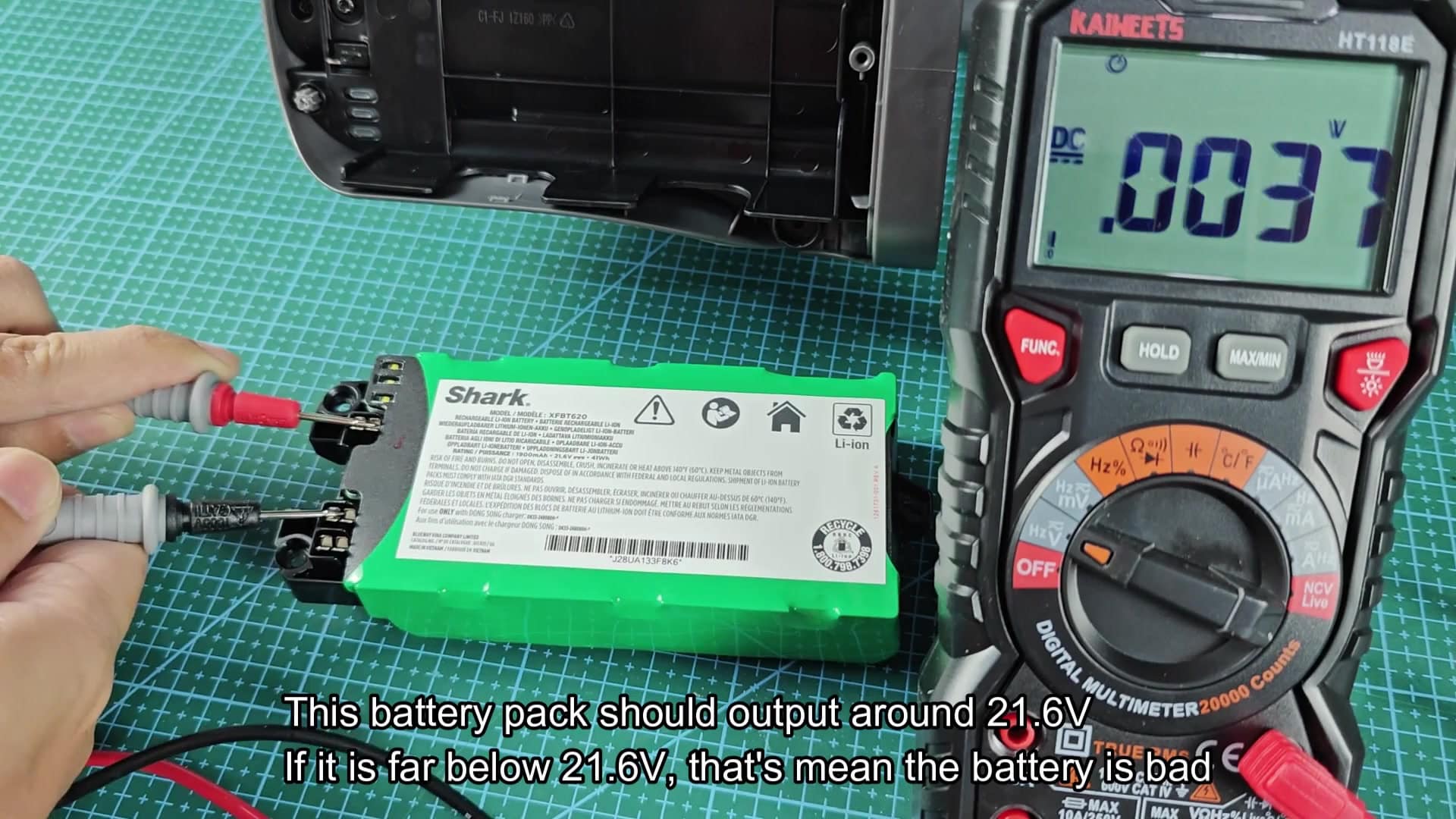 Multimeter confirming good battery voltage Multimeter confirming good battery voltage