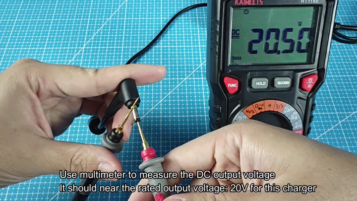 Multimeter displays 20.50V output Multimeter displays 20.50V output