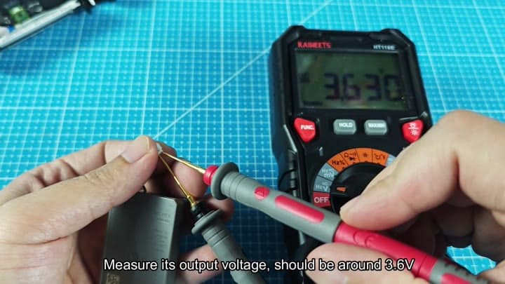 Multimeter measuring 3.6 volts output Multimeter measuring 3.6 volts output