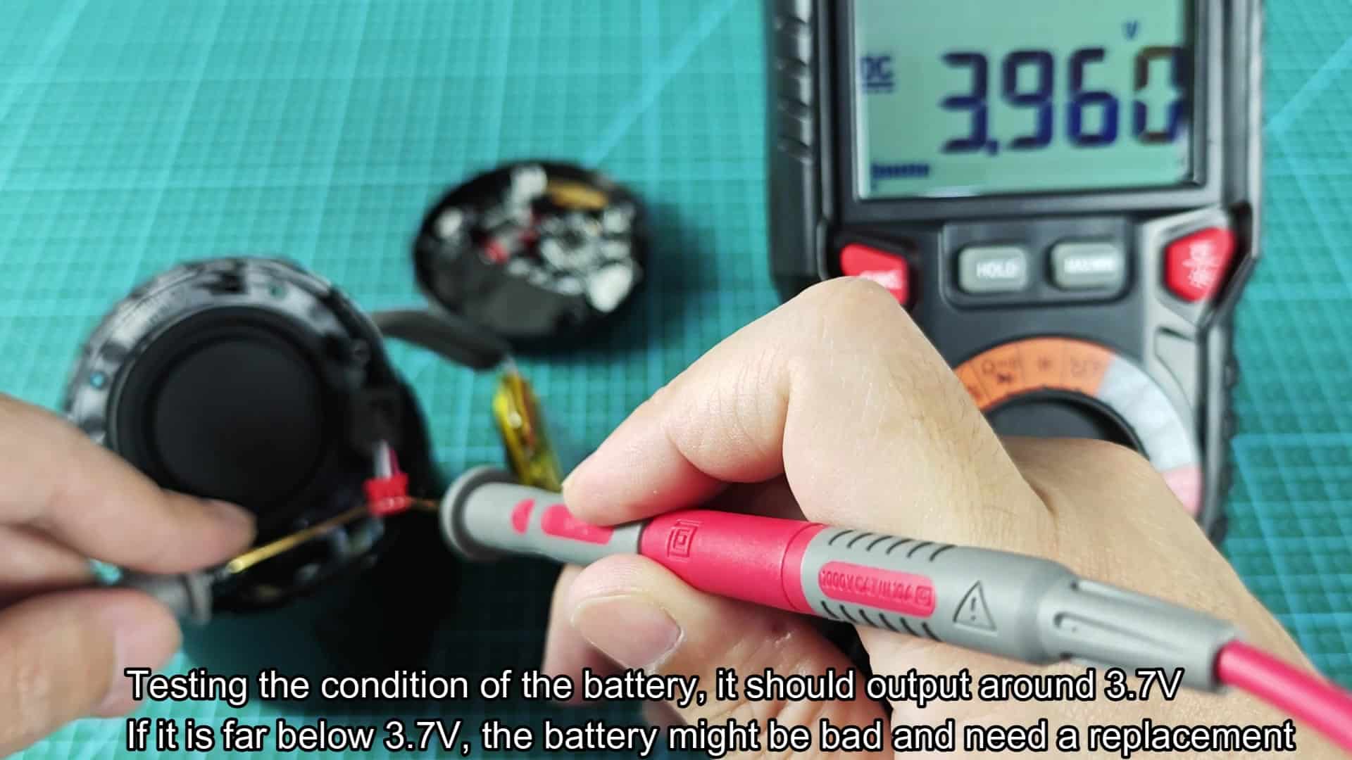 Multimeter reading 3.96 volts on battery Multimeter reading 3.96 volts on battery