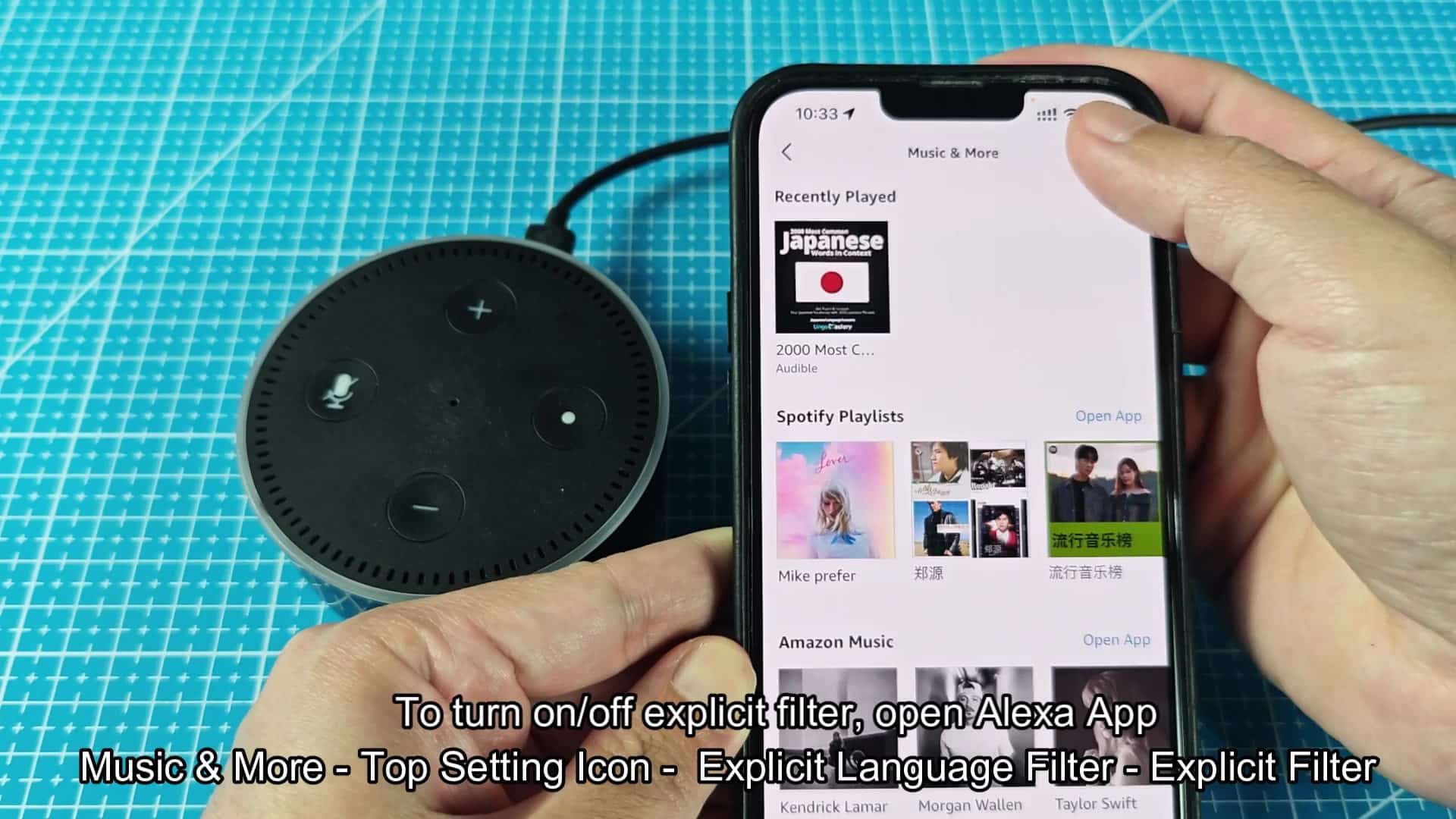 Music settings page shows explicit filter option Music settings page shows explicit filter option