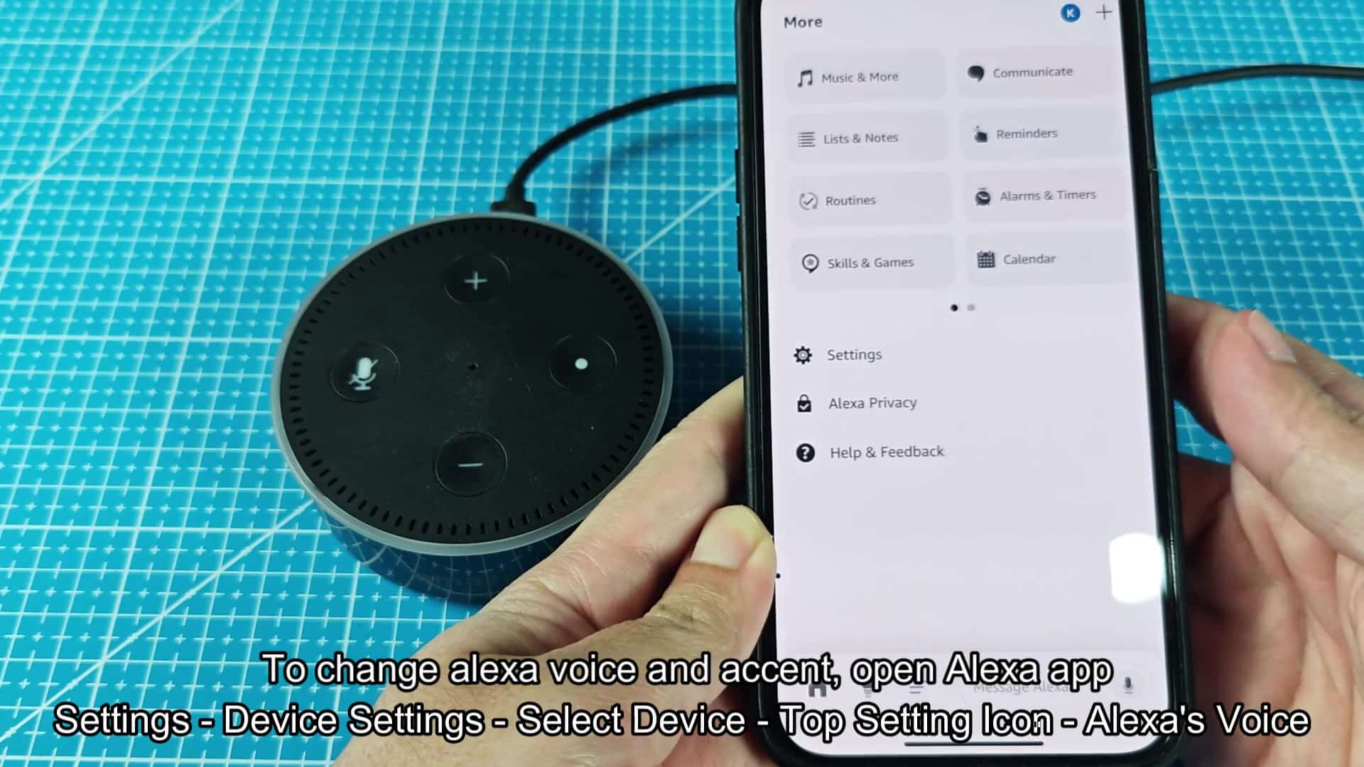 Navigate to More menu in Alexa app Navigate to More menu in Alexa app