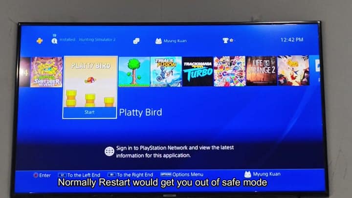 PlayStation home screen showing game selection PlayStation home screen showing game selection