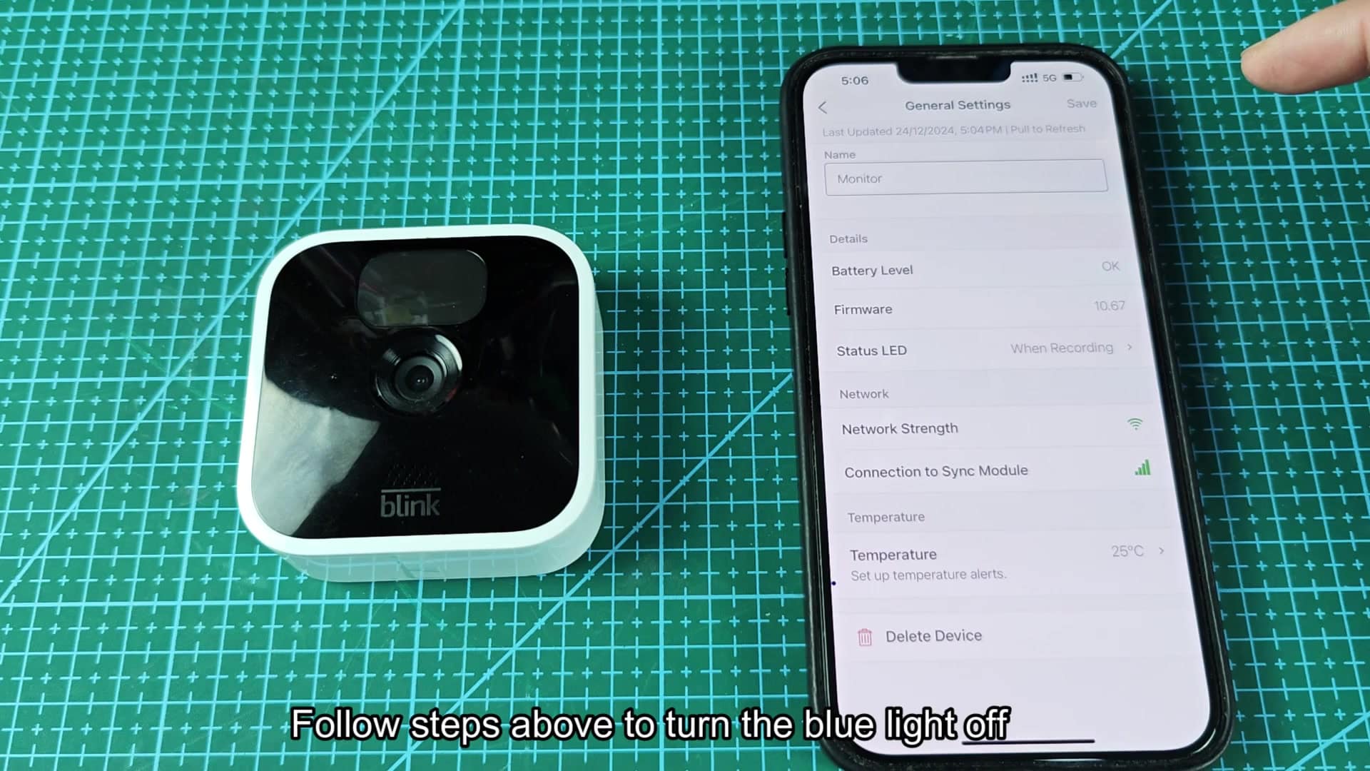 Pointing at Status LED toggle option Pointing at Status LED toggle option