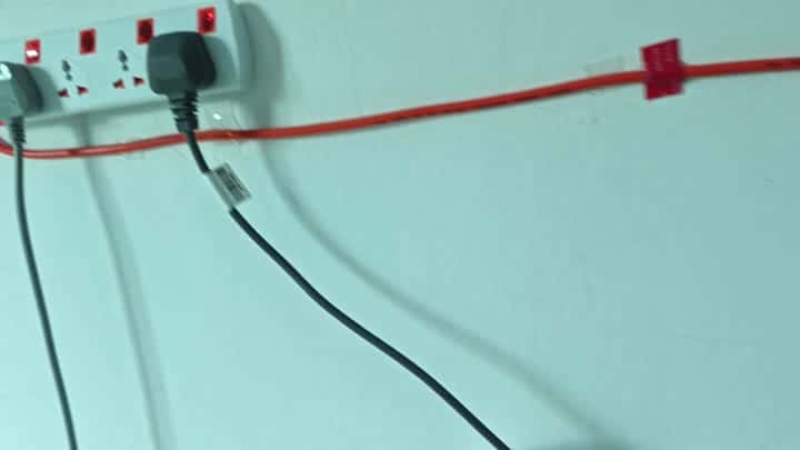 Power strip with connected cables Power strip with connected cables