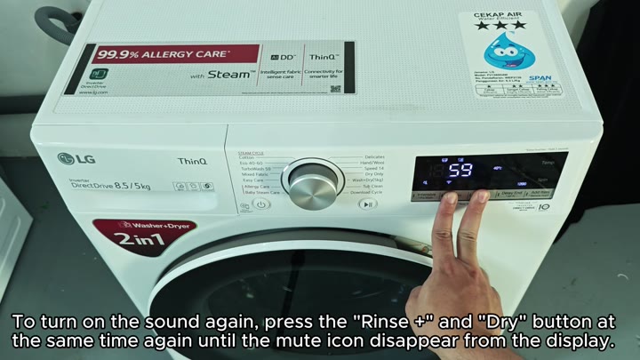 Pressing Rinse plus Dry buttons Pressing Rinse plus Dry buttons