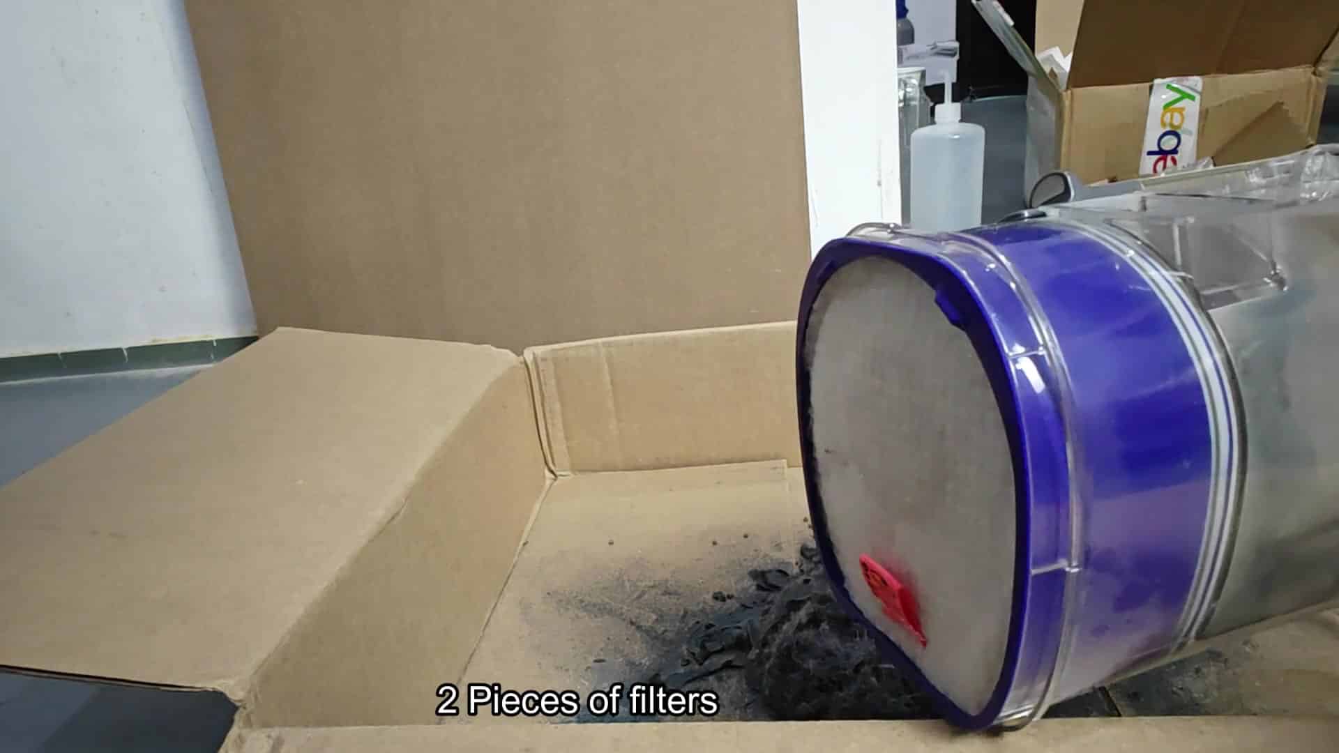 Purple canister filter ready for cleaning Purple canister filter ready for cleaning