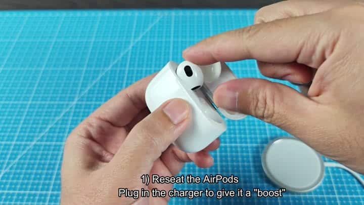 Reseat AirPods to boost charging Reseat AirPods to boost charging