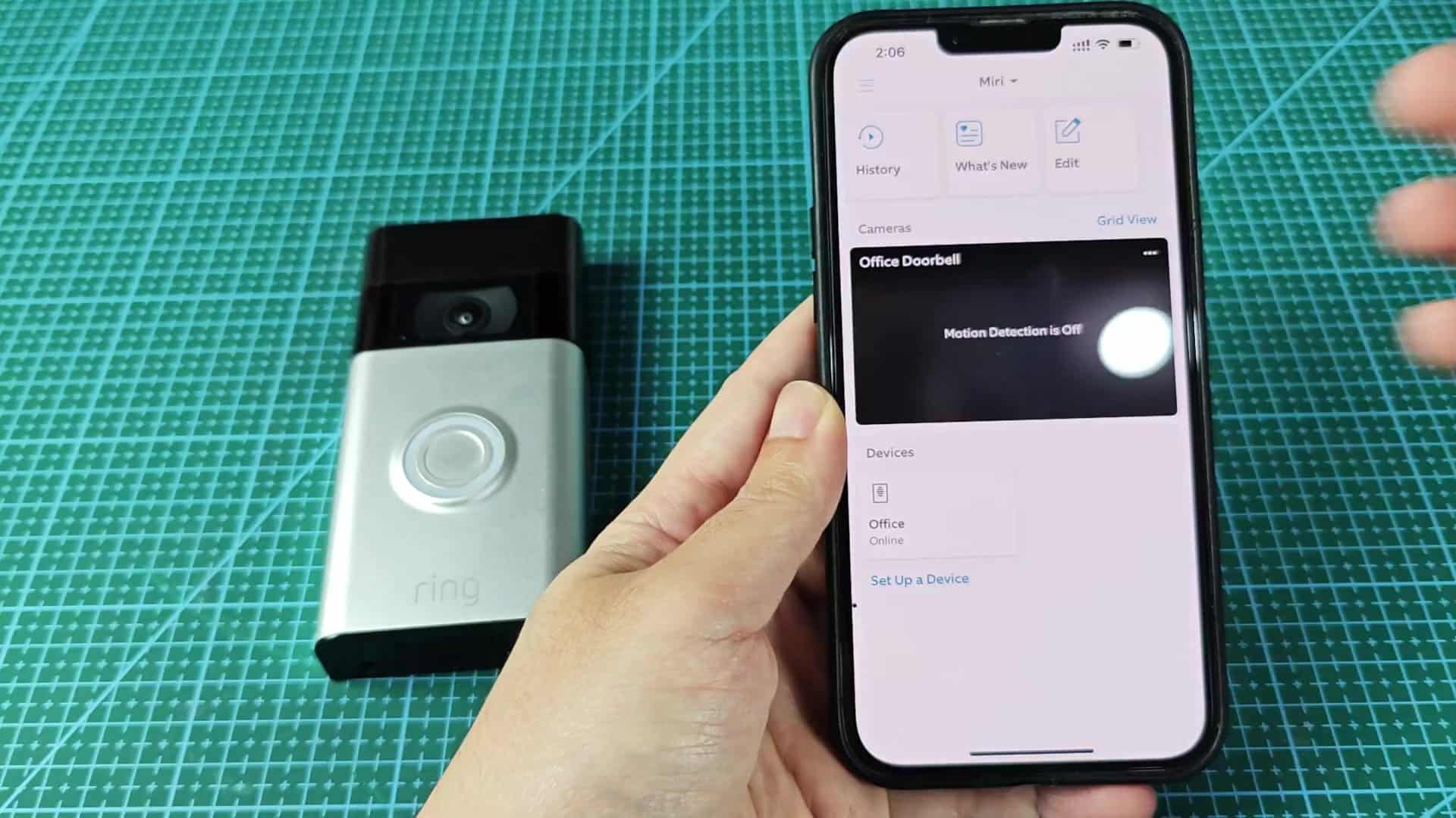 Ring app main menu for Office Doorbell Ring app main menu for Office Doorbell
