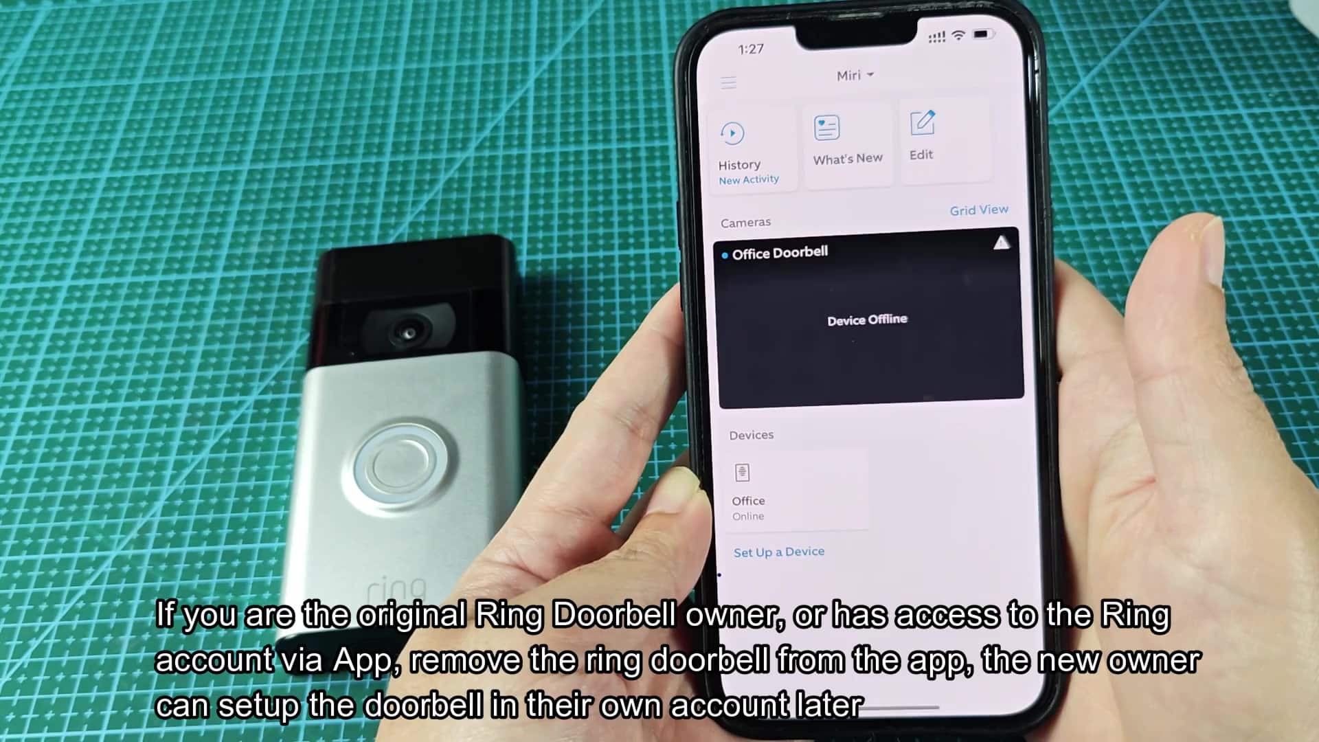 Ring app showing Office Doorbell settings Ring app showing Office Doorbell settings