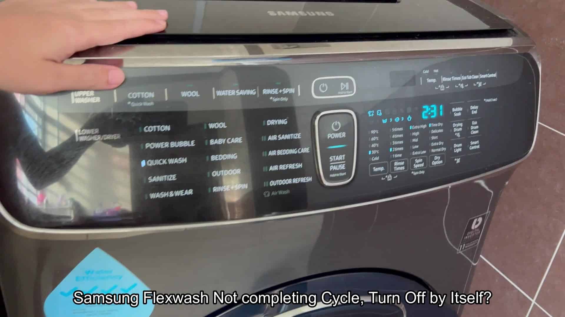 Samsung FlexWash stopping mid-cycle Samsung FlexWash stopping mid-cycle