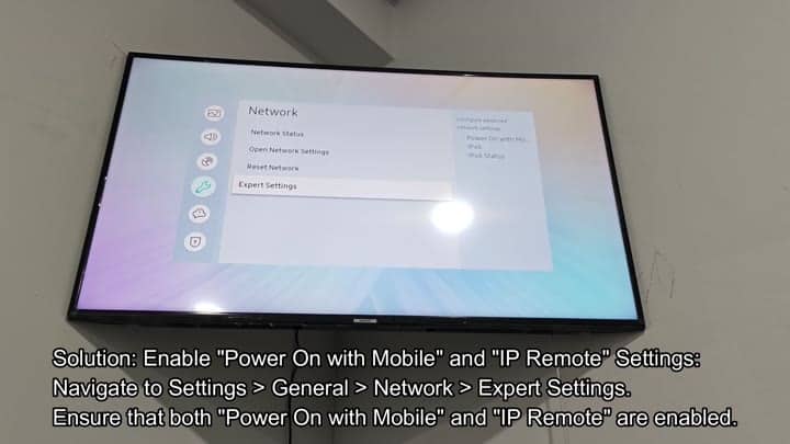 Samsung TV network settings menu Samsung TV network settings menu
