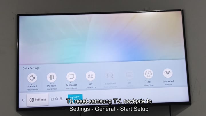 Samsung TV Quick Settings menu screen Samsung TV Quick Settings menu screen