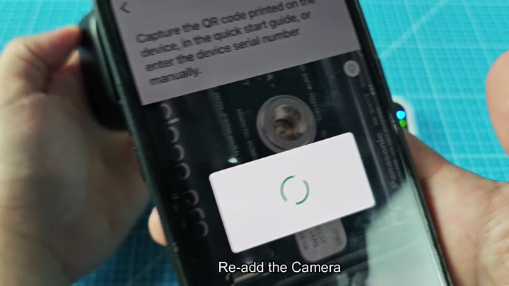Scanning QR code to re-add camera Scanning QR code to re-add camera