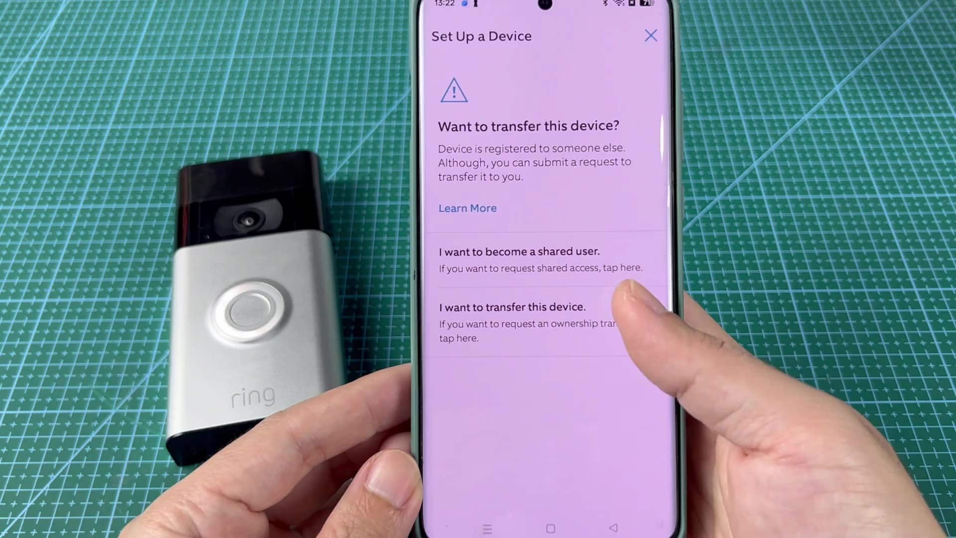 Screen showing device transfer is in progress Screen showing device transfer is in progress
