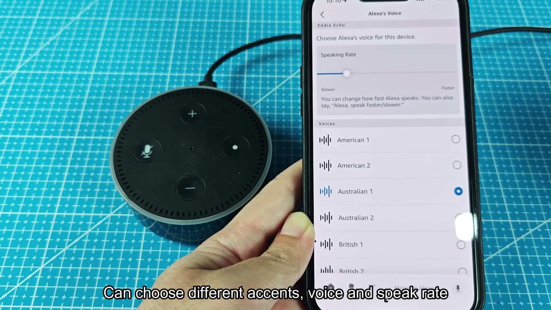 Select Australian 1 voice accent option Select Australian 1 voice accent option