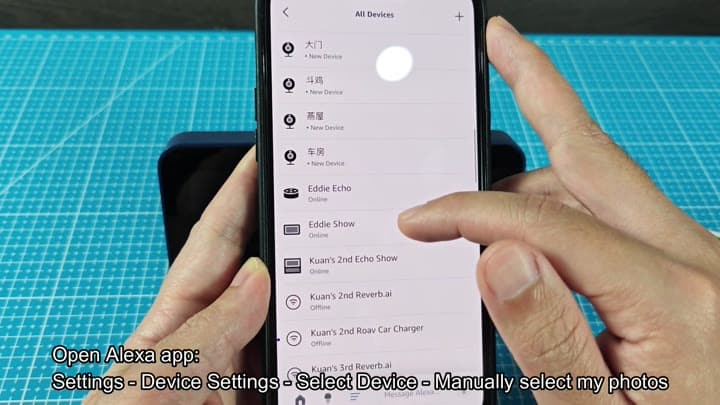 Selecting Echo device in Alexa app Selecting Echo device in Alexa app