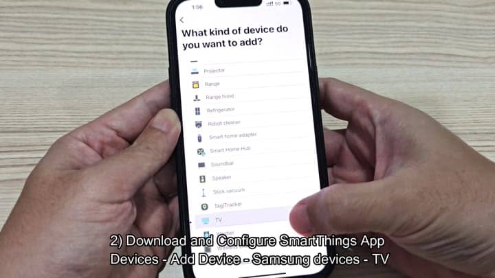 Selecting TV in SmartThings app Selecting TV in SmartThings app