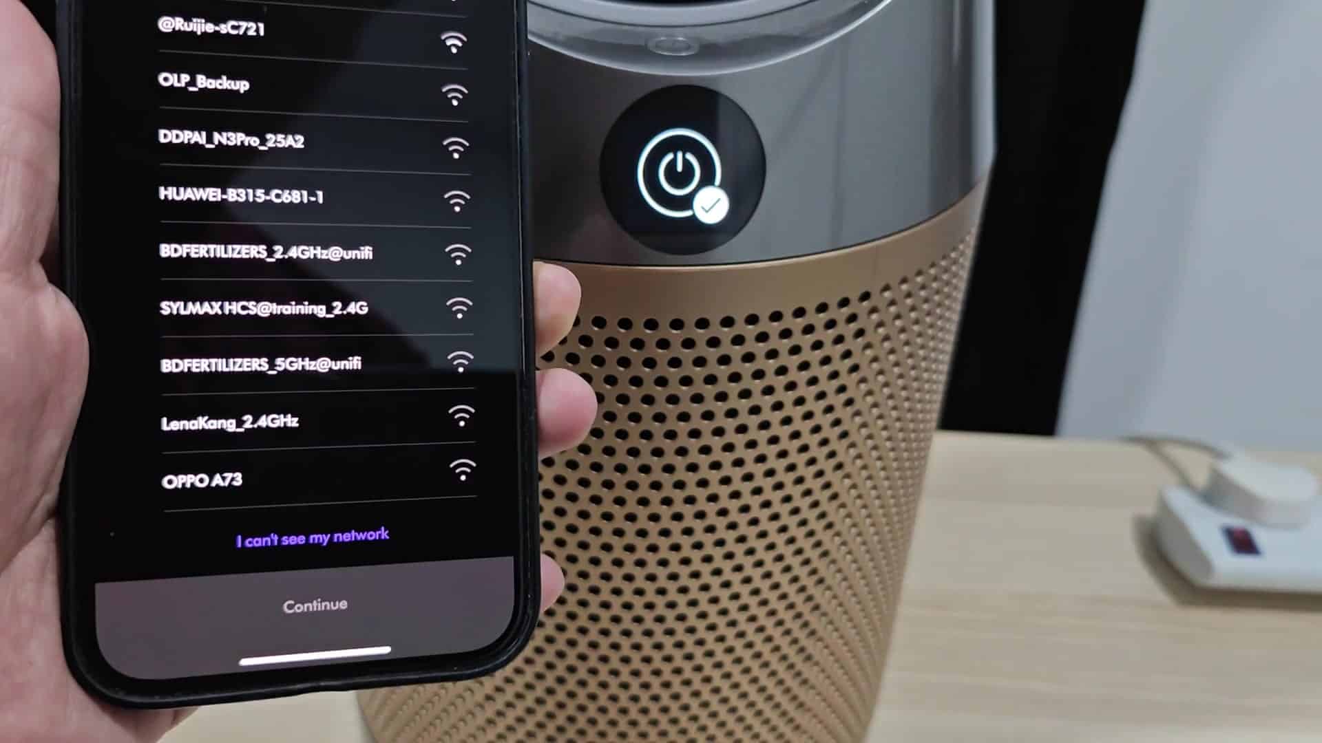 Selecting WiFi network from list Selecting WiFi network from list