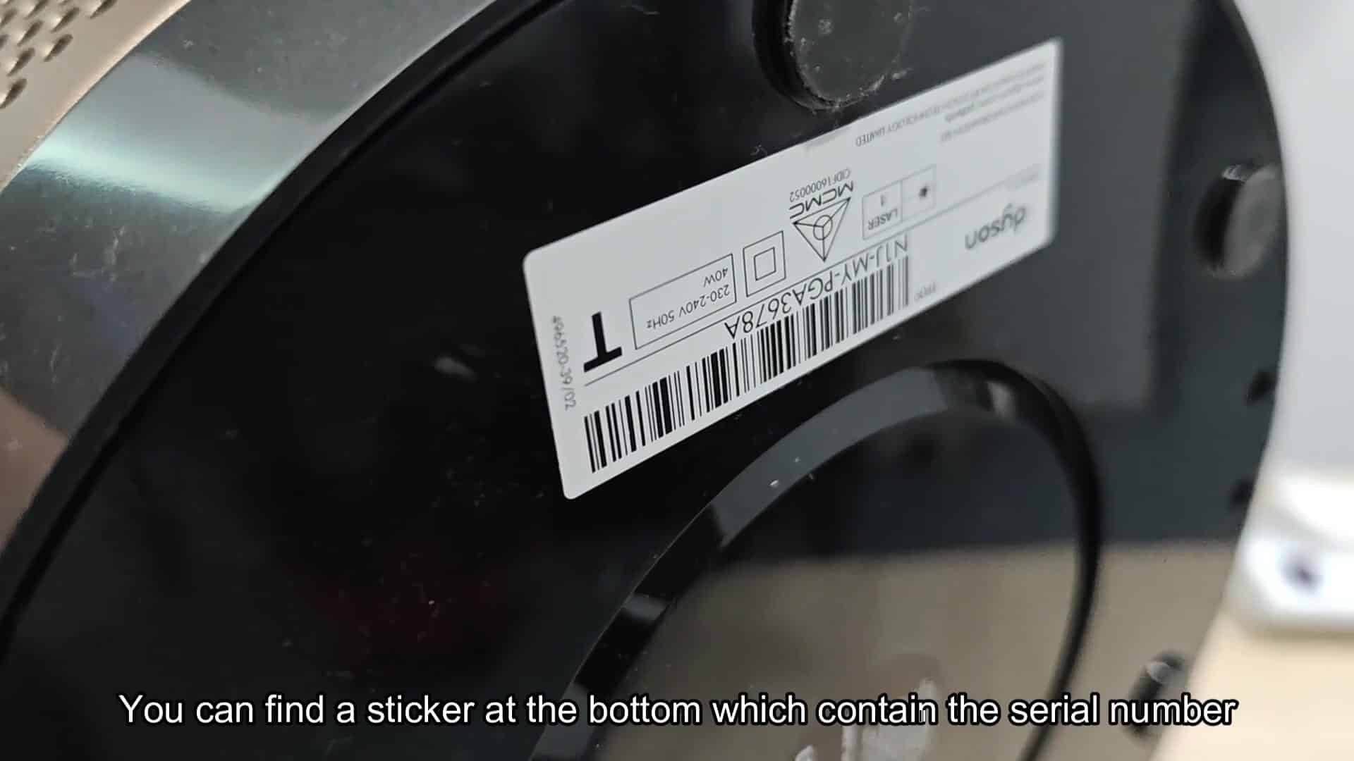 Serial number on bottom sticker Serial number on bottom sticker