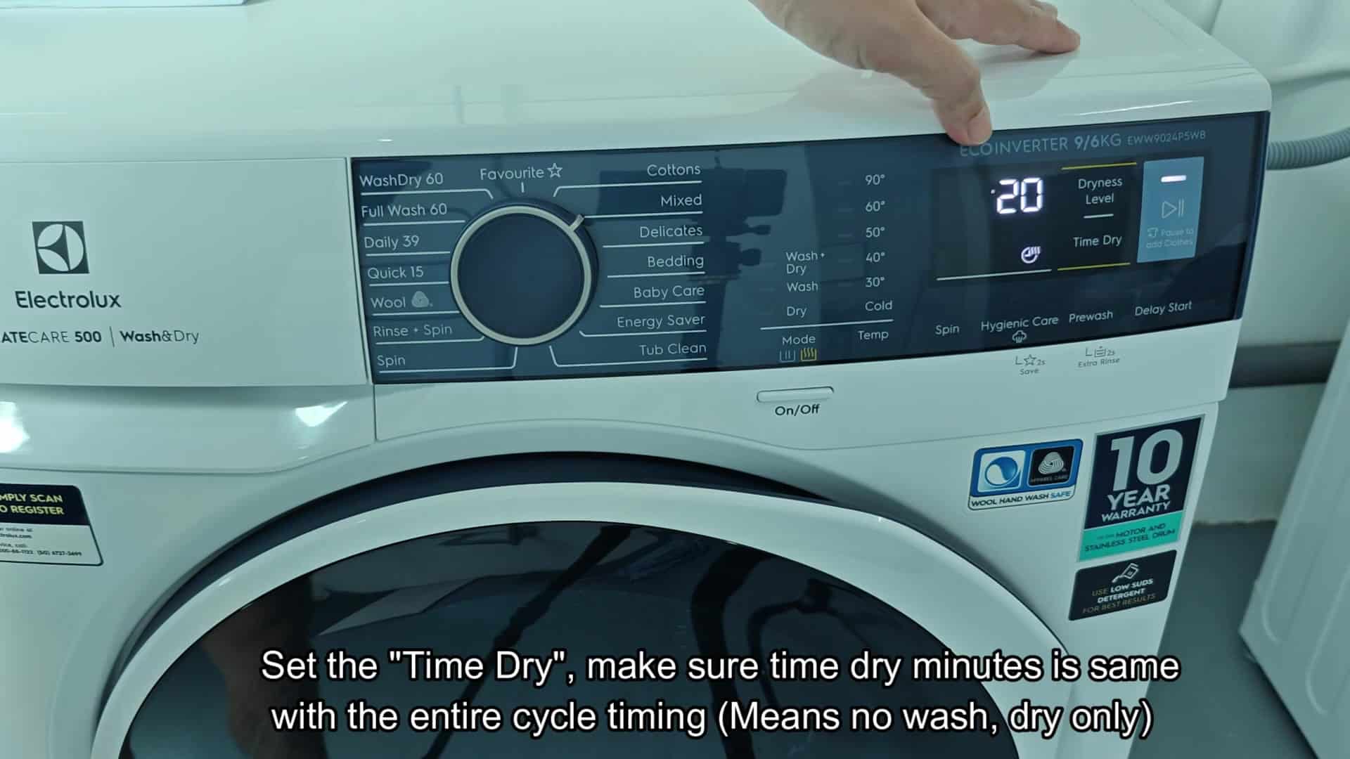 Set Time Dry minutes equal to total cycle Set Time Dry minutes equal to total cycle