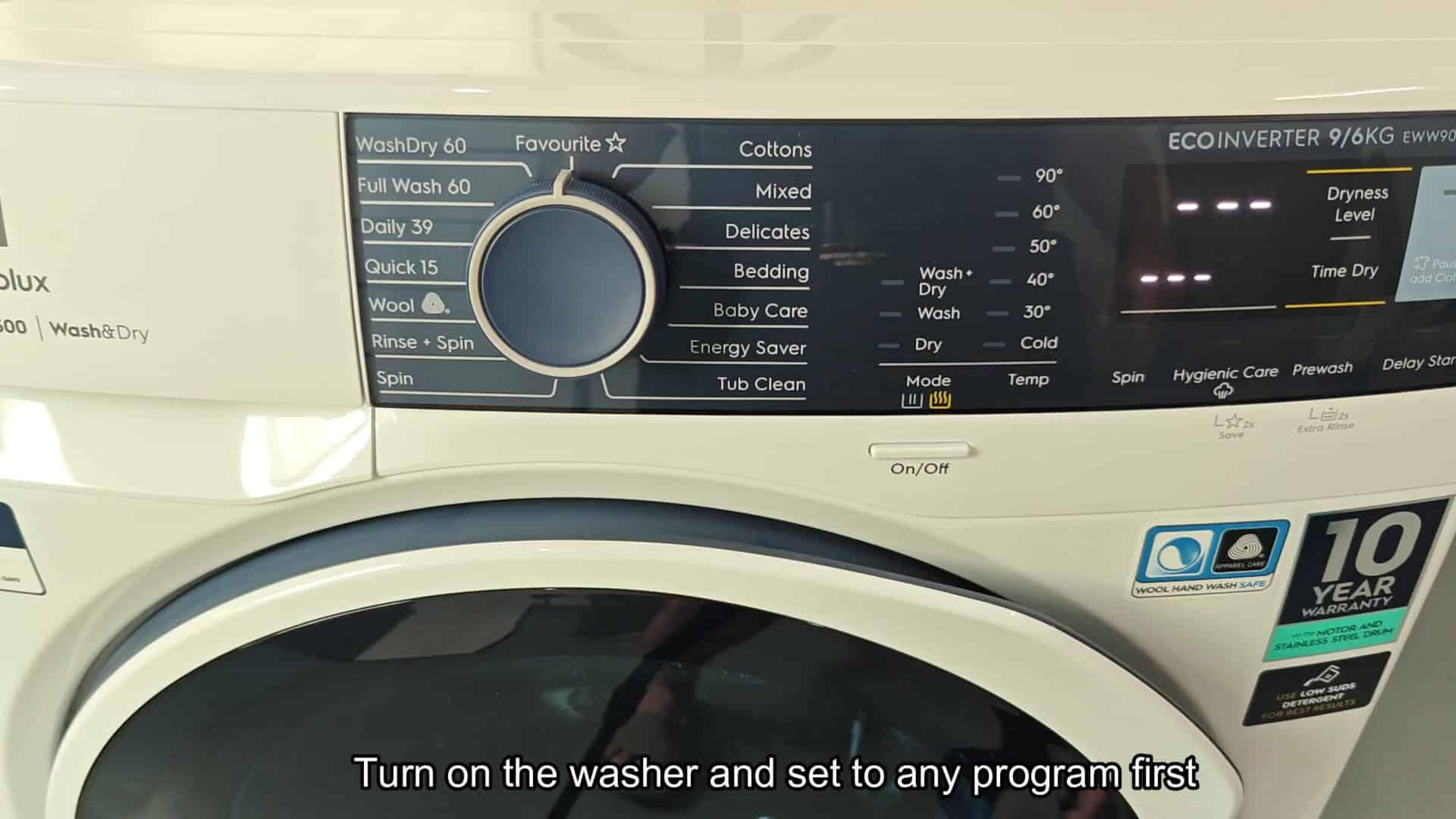 Set washer to any program first Set washer to any program first