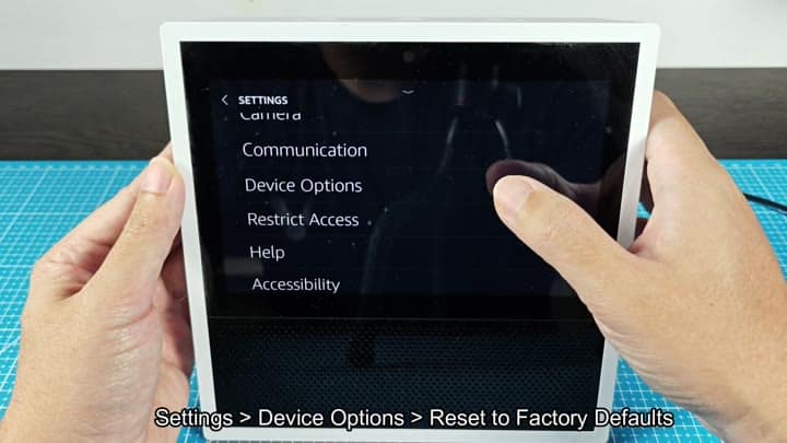 Settings menu showing Device Options list Settings menu showing Device Options list