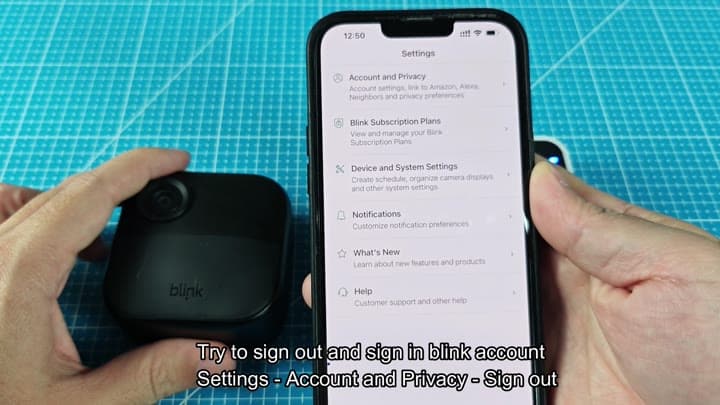 Sign out of Blink account in app Sign out of Blink account in app